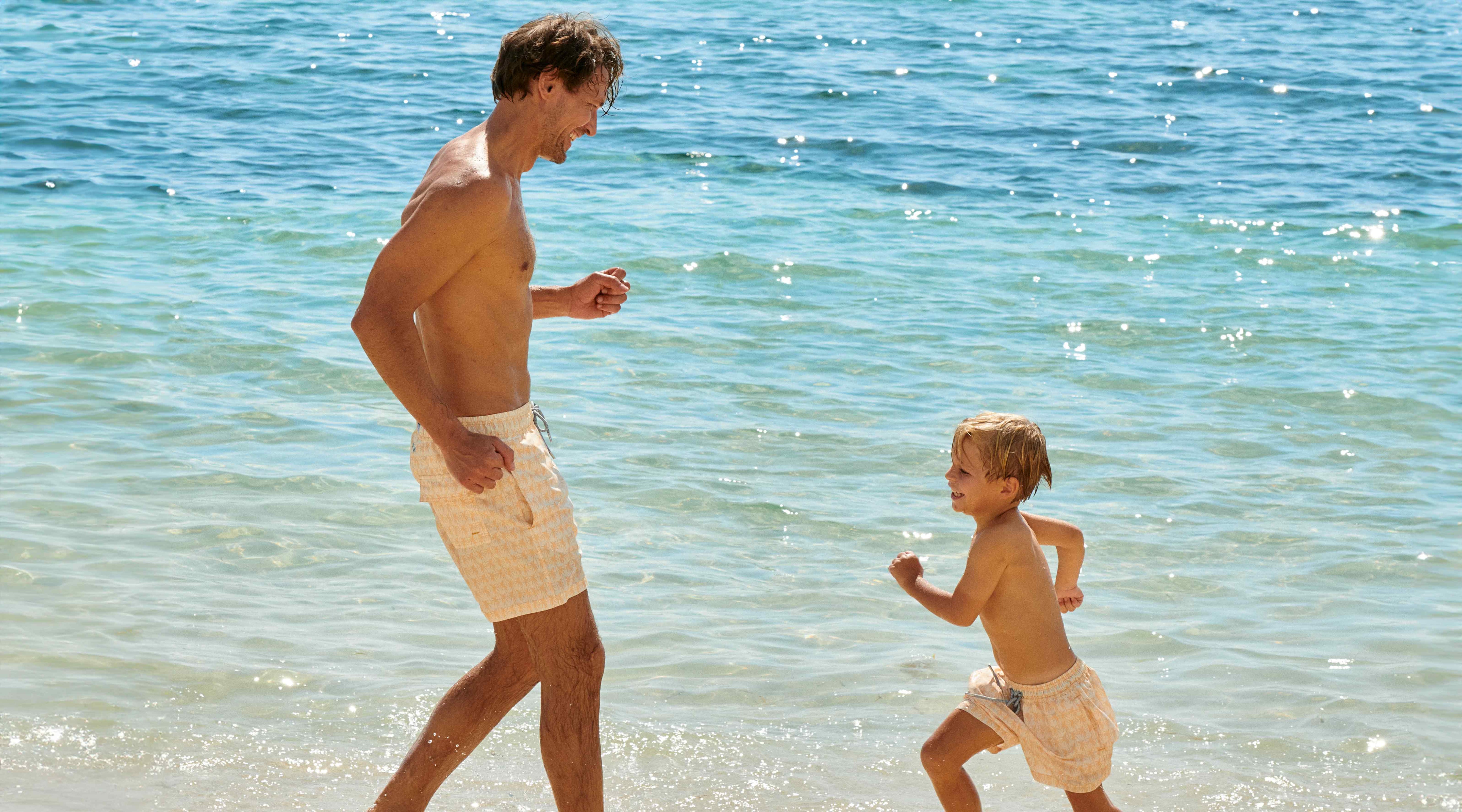 Matching father and son swim shorts