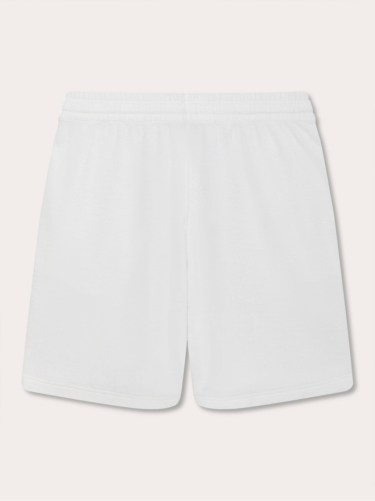Men's White Holmes Terry Shorts back view. Terry towelling shorts in a relaxed fit.