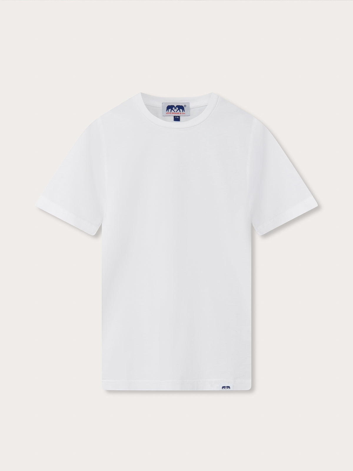 Front view of Kids White Lockhart With Tab T-Shirt. Classic white tee for kids.