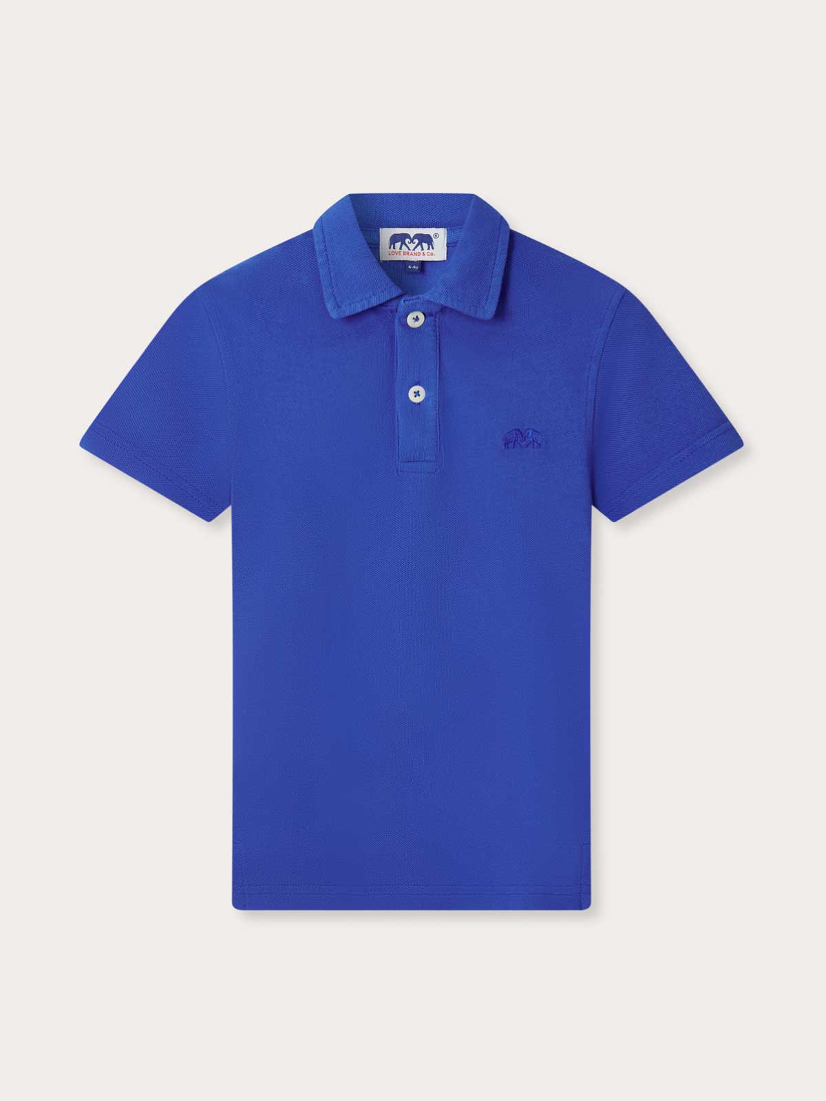 Kids Majorelle Blue Pensacola Polo Shirt by Love Brand & Co. Rich blue polo shirt for kids with short sleeves.