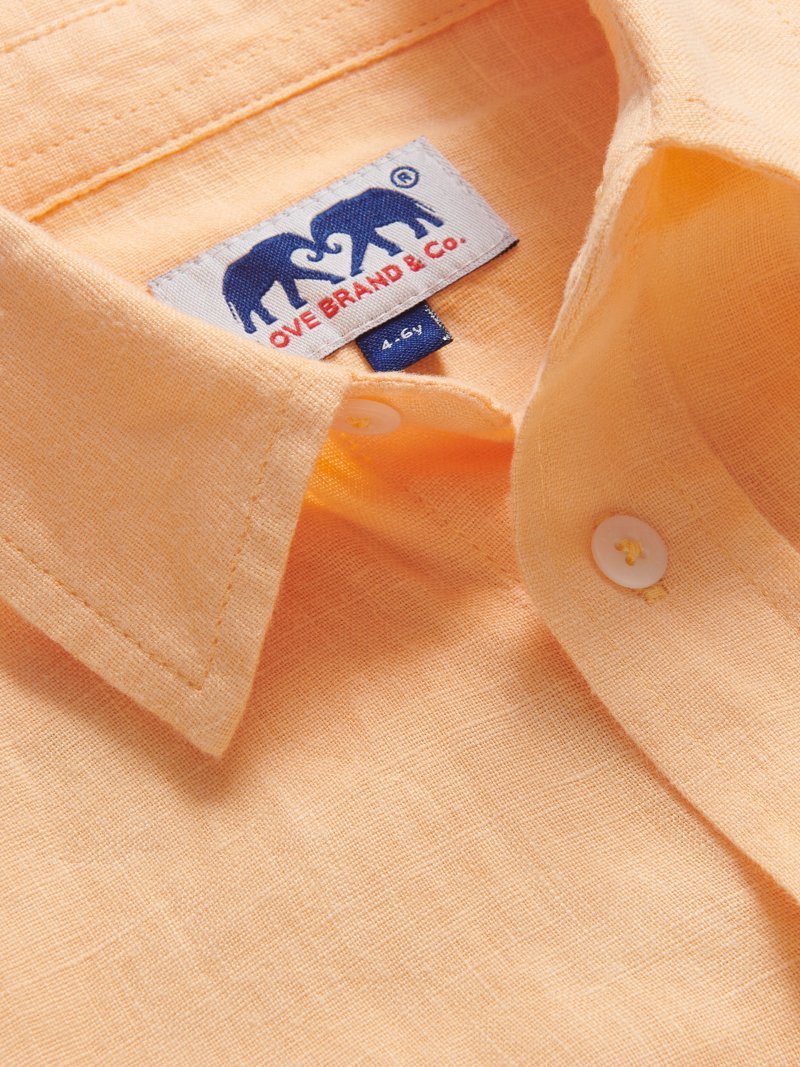 Close-up of Kids Orange Sorbet Abaco Linen Shirt.