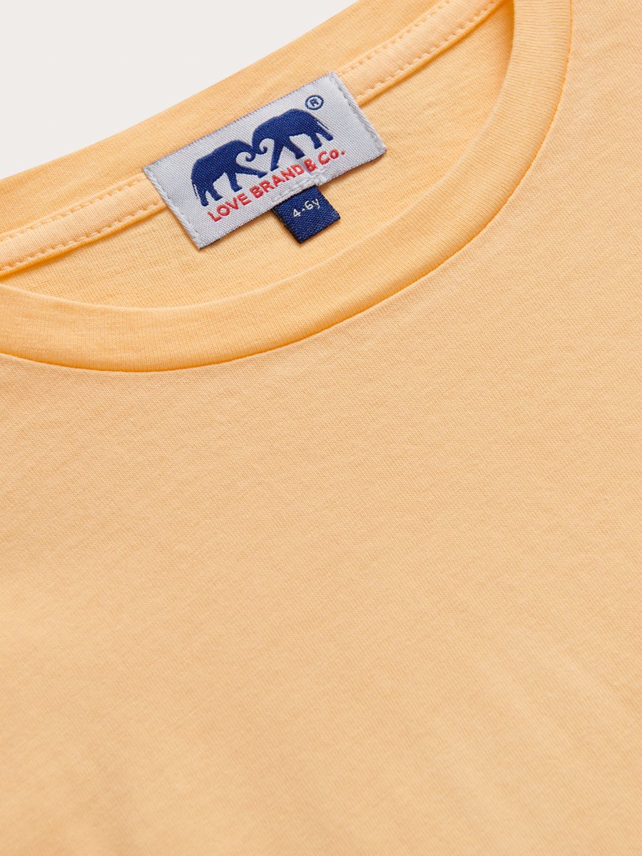Detailed view of Kids Orange Sorbet Lockhart With Tab T-Shirt. Childrens orange tee.