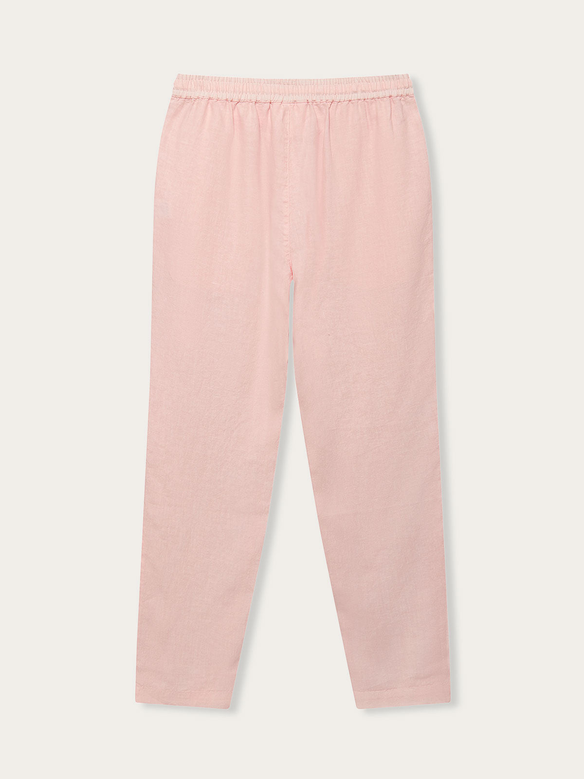 Back view of old money men's style Pastel Pink Eleuthera Linen Trousers.