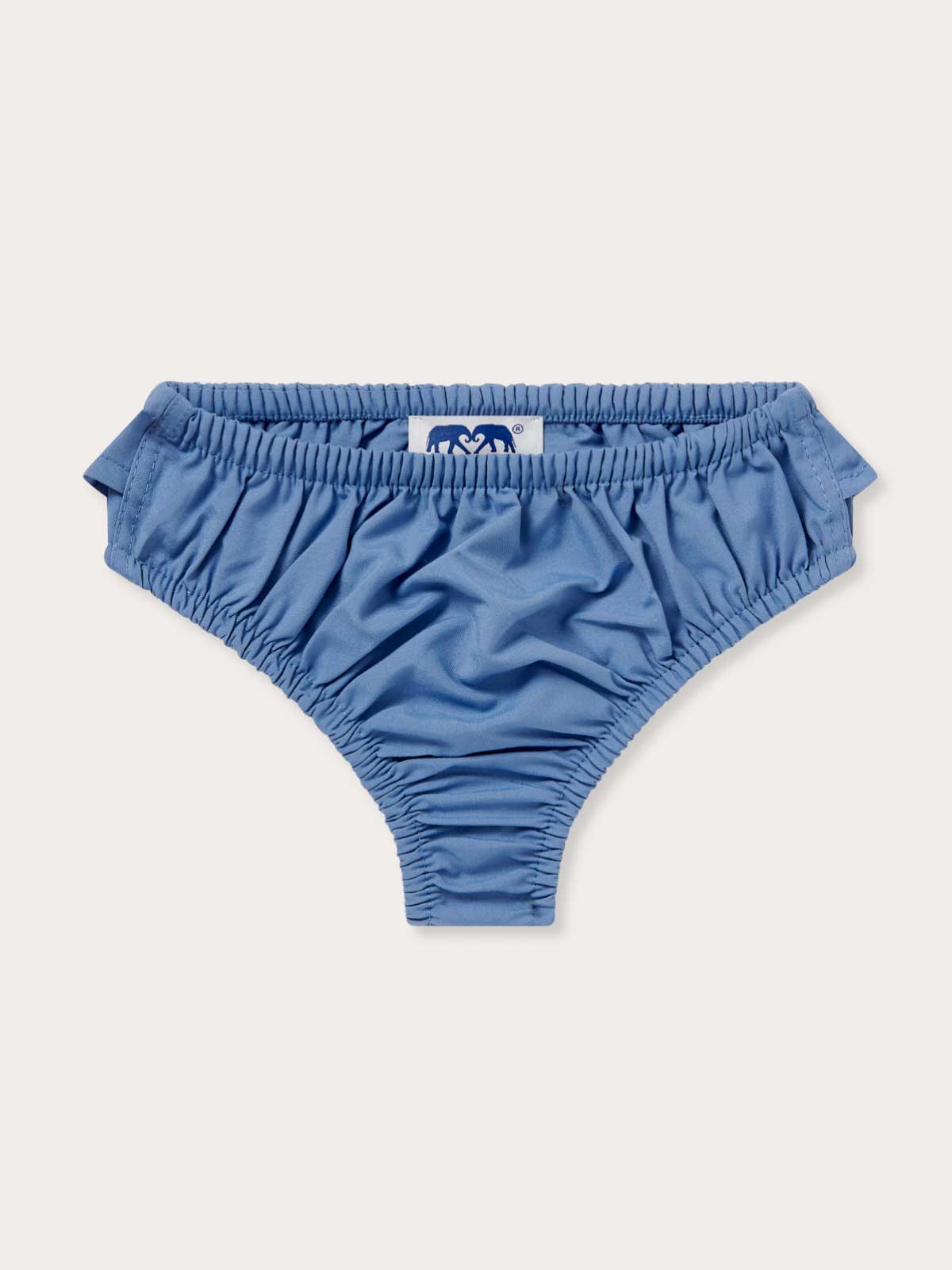Front view of Girls Deep Blue Calabash Bikini Bottoms. Deep blue bikini bottoms made from quick-drying fabric.