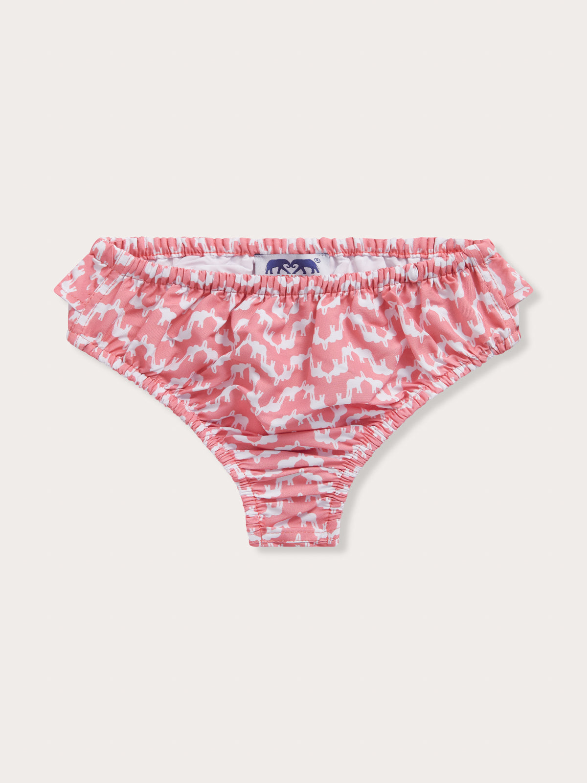 Girls Elephant Palace Strawberry Calabash Bikini Bottoms by LOVE BRAND & Co. White and pink bikini bottoms.