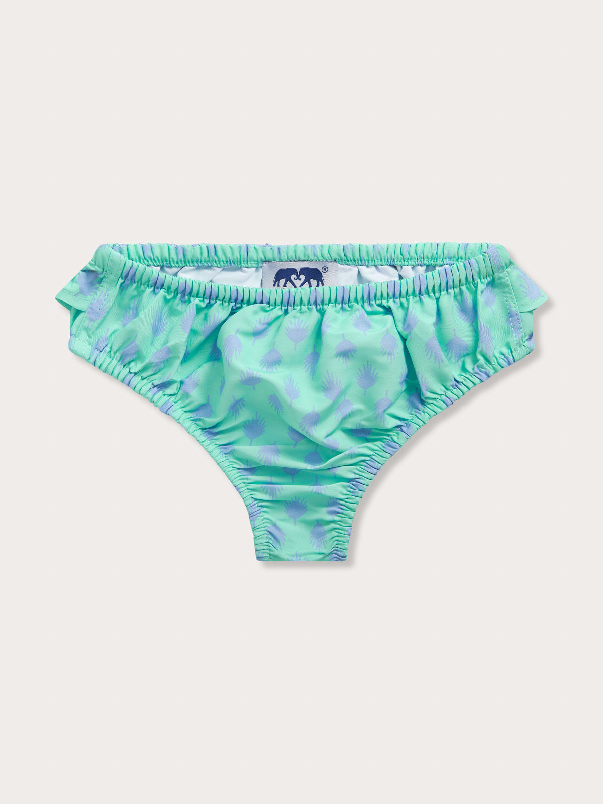 Girls Palm Days Calabash Bikini Bottoms by Love Brand & Co. Pastel green and purple girls swimwear.