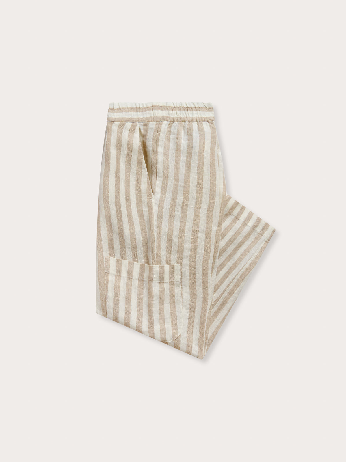 Folded view of Kids Coconut Stripe Eleuthera Linen Trousers.