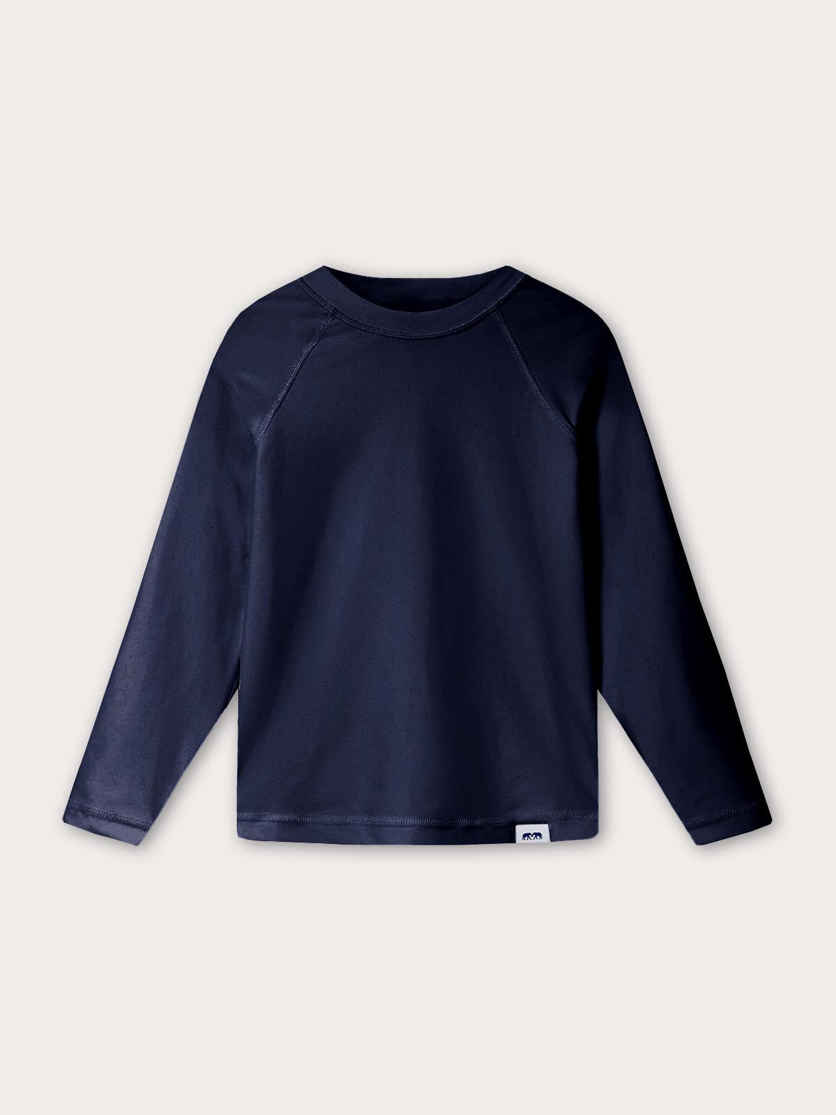 Kids Navy Blue Harbour Rash Guard by LOVE BRAND & Co. Long-sleeved navy blue rah guard for chidlren.