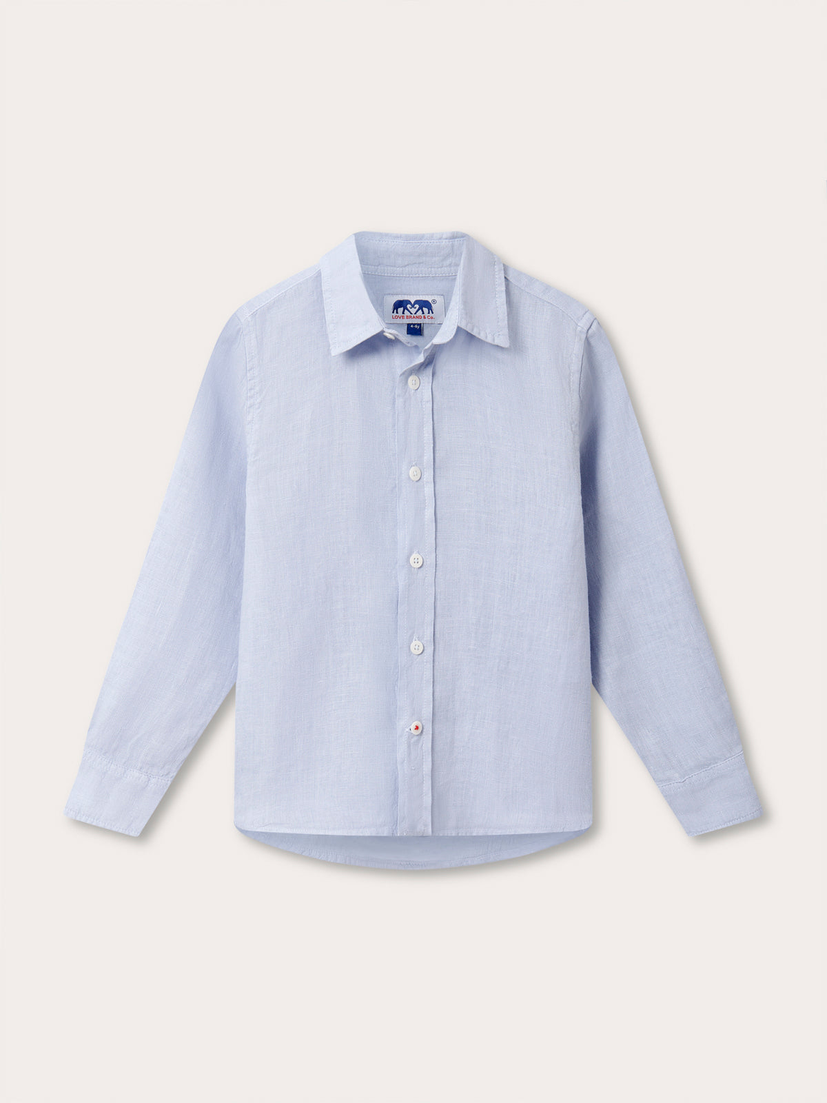 front view of Kids Sky Blue Abaco Linen Shirt.