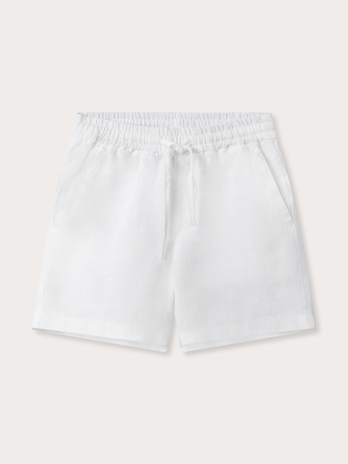 Front view of Kids White Joulter Linen Shorts.