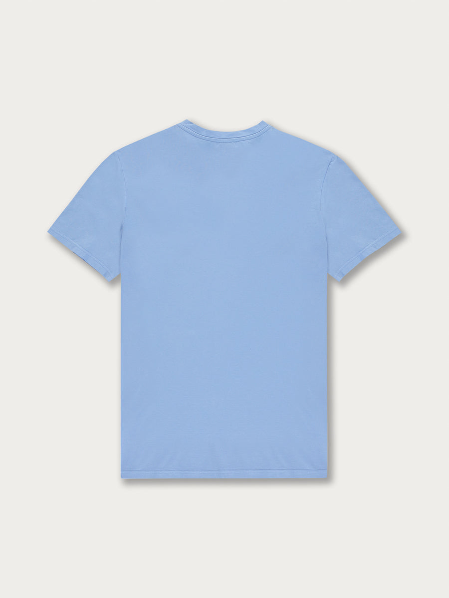 Men's Ocean Blue Lockhart T Shirt featuring a calm blue color, displayed from the back against a plain background.