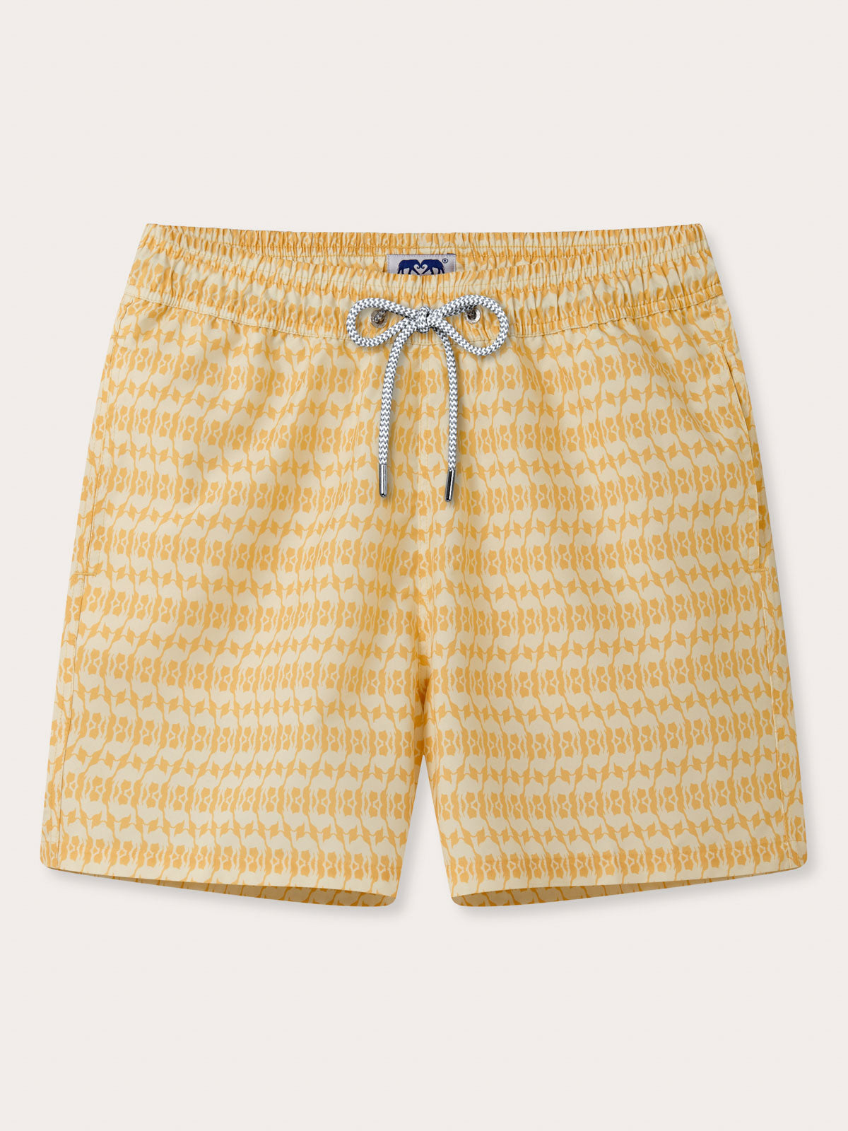 Men's Camel Mirage Staniel Swim Shorts. Yellow camel print swimming shorts.