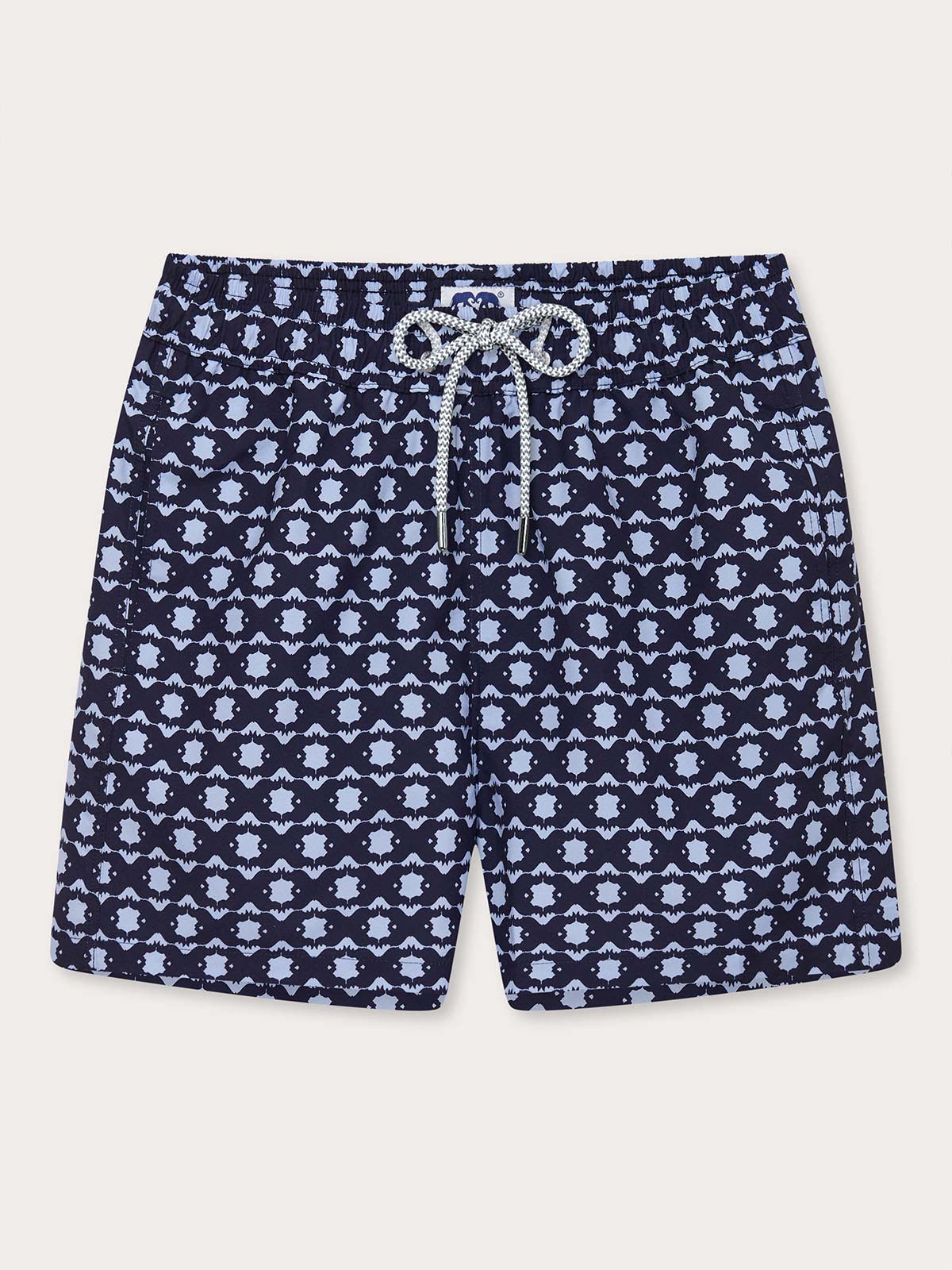 Men's Rhino Rhythm Staniel Swim Shorts by Love Brand & Co. Mens patterned swim shorts showcasing hidden rhino design.