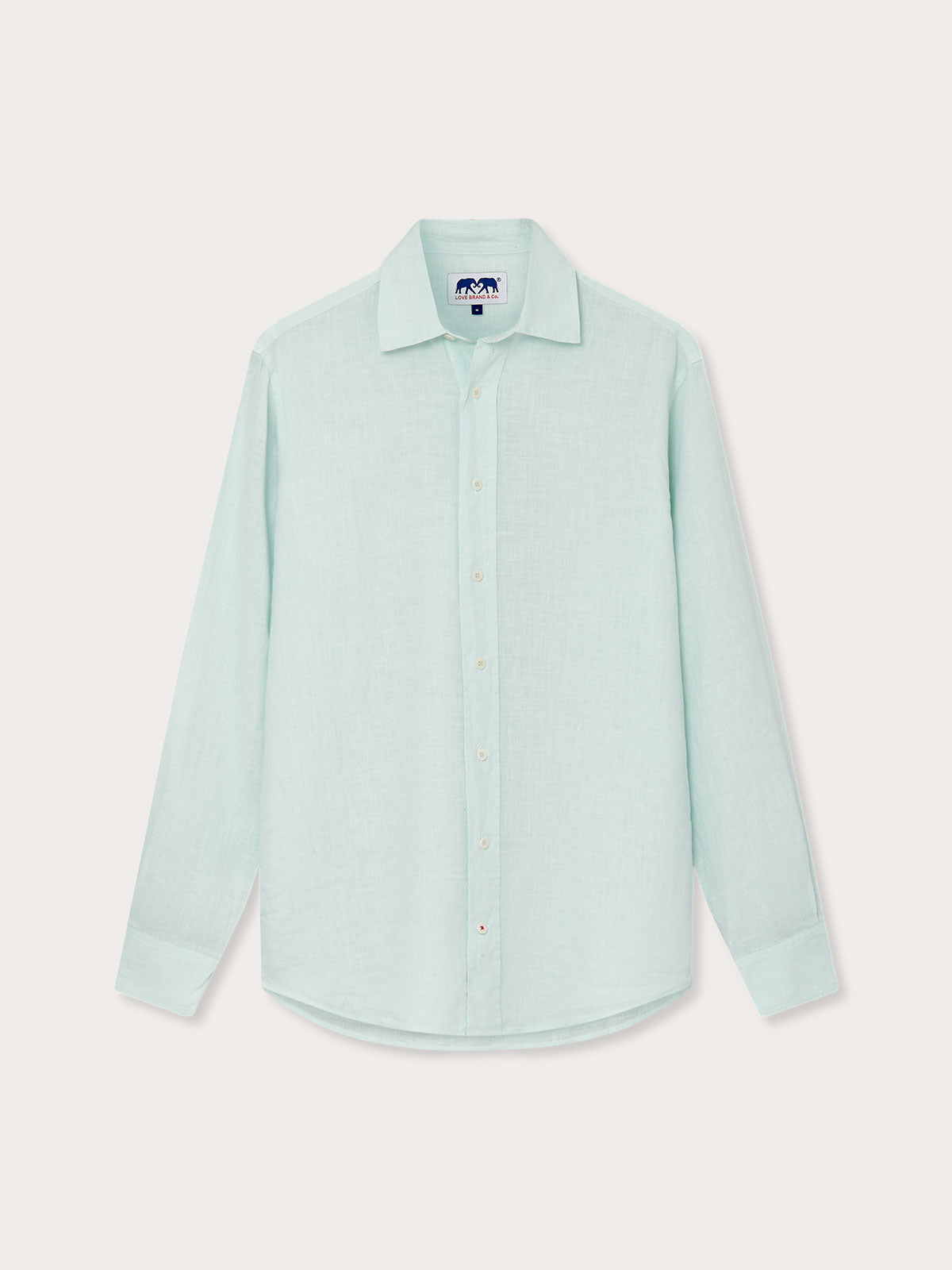 Men's Sea Air Abaco Linen Shirt in pastel hue, long-sleeved, breathable and lightweight for summer wear, displayed front-facing.