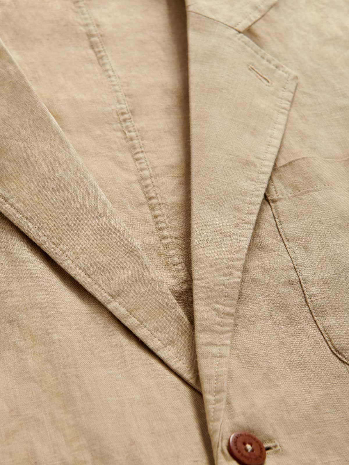 Close-up view of Men's Coconut Nassau Linen Jacket.
