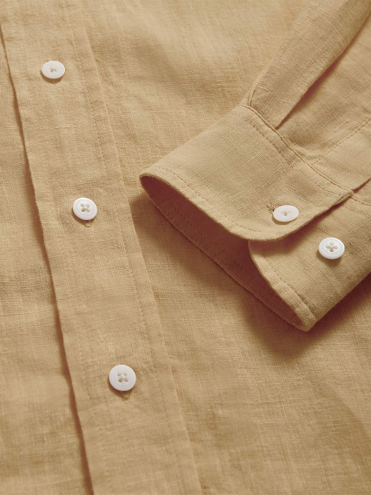 Detailed cuff view of Men's Coconut Abaco Linen Shirt.