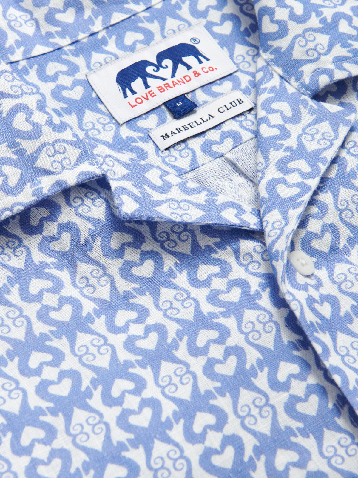 Men's Ocean Blue Seahorses Arawak Linen Shirt