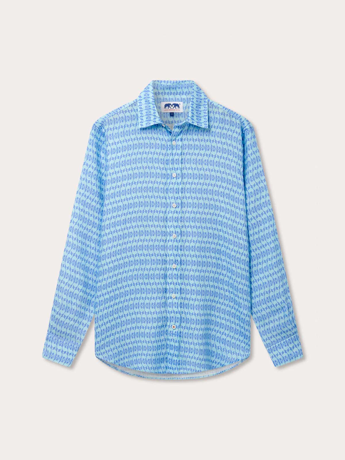 Men's Camel Mirage Sky Abaco Linen Shirt. Old money shirts with long-sleeves made from 100% linen.