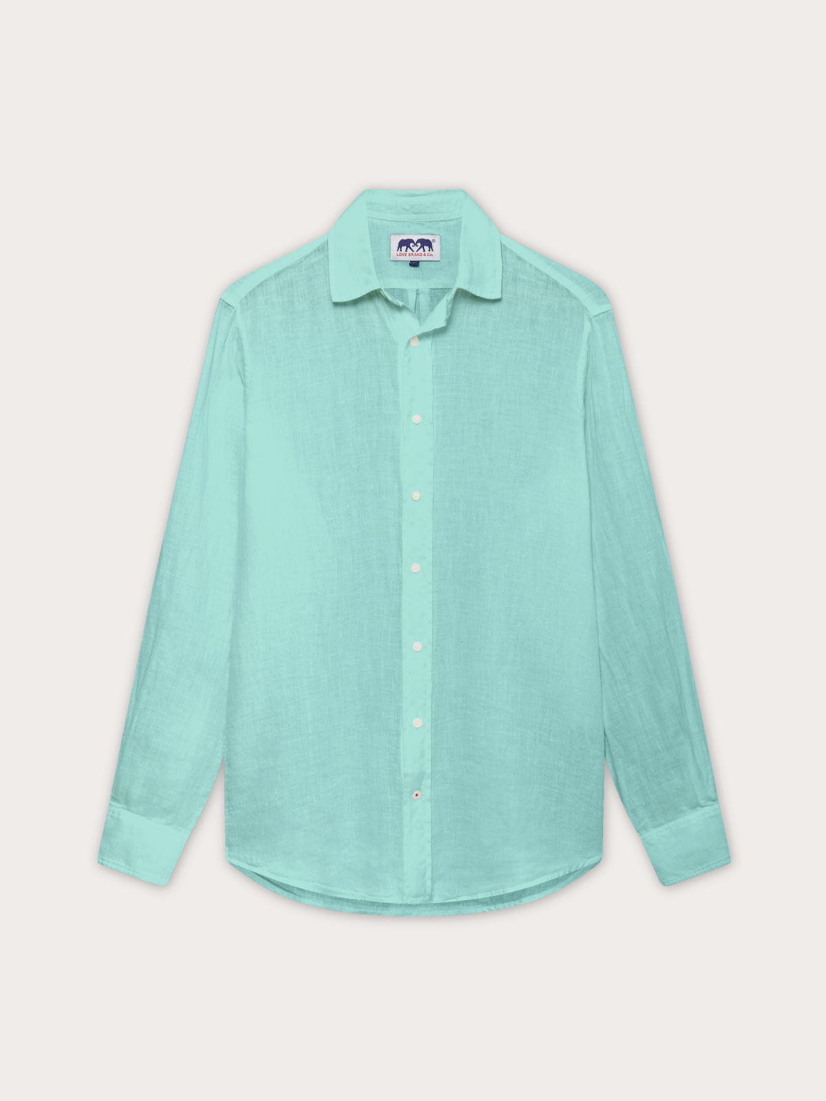 Men's Cay Green Abaco Linen Shirt. Green long-sleeved shirt.