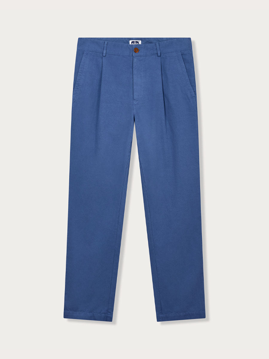Men's Deep Blue Lyford Chino trousers. Blue chinos for men made from 100% cotton trousers with corozo nut buttons.