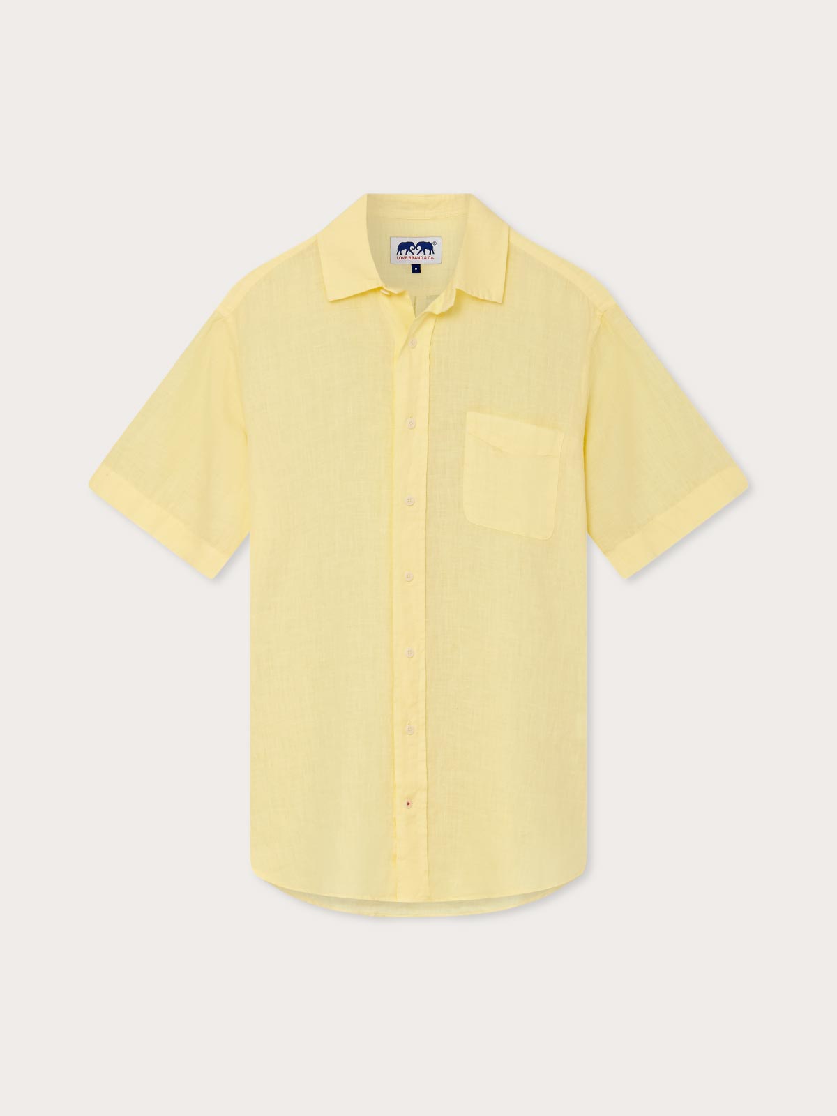 Men's Limoncello Manjack Linen Shirt - Lightweight yellow men's linen shirt with short sleeves and a front pocket. Old money shirt designed for comfort and style.