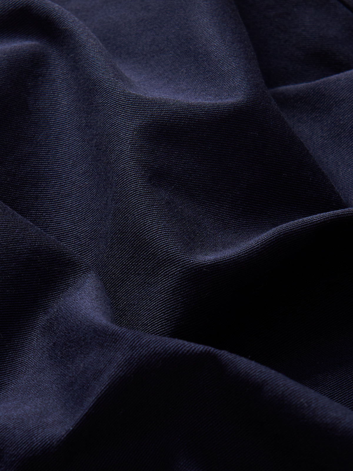 Detailed view of Men's Navy Blue Harvey Cotton Shorts.