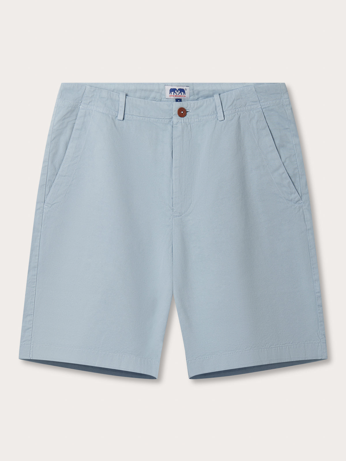 Front view of Men's Sky Blue Harvey Cotton Shorts. 100 cotton shorts with 2 front pockets.