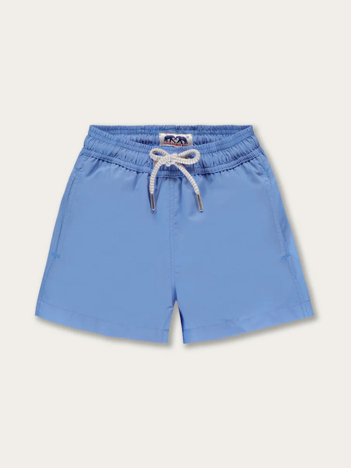 Boys Ocean Blue Staniel Swim Shorts with white drawstring