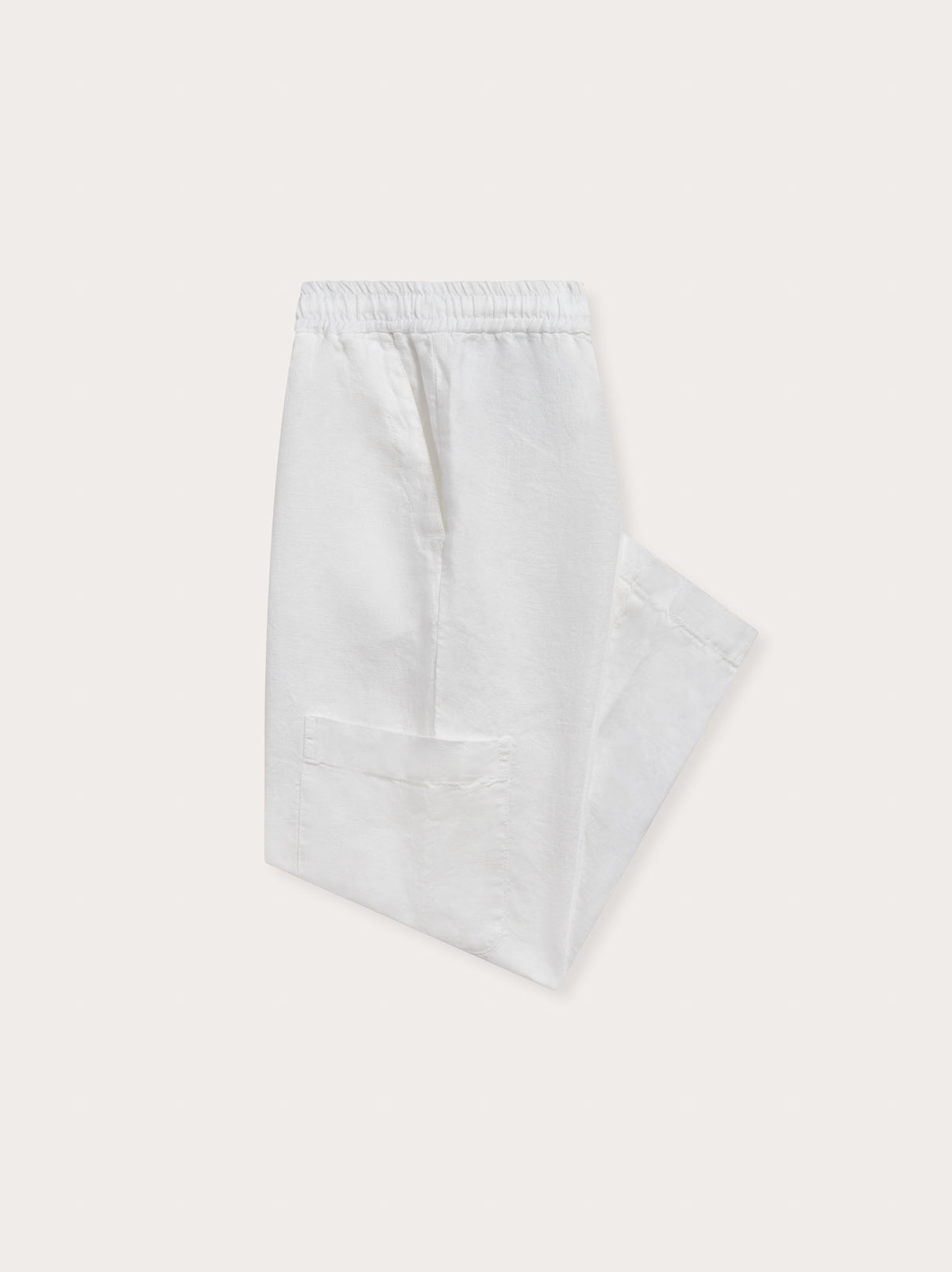 side view of Kids White Eleuthera Linen Trousers.