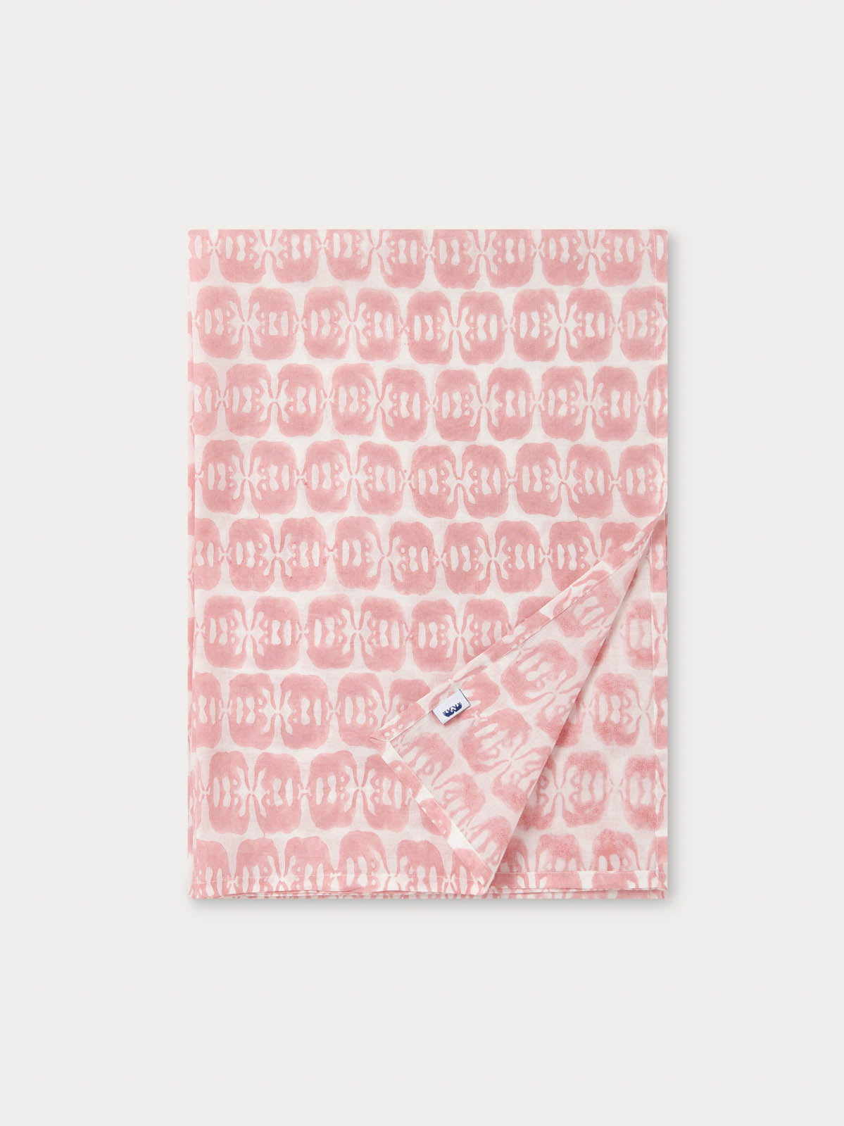 Pink and white linen scarf with elephant printed design
