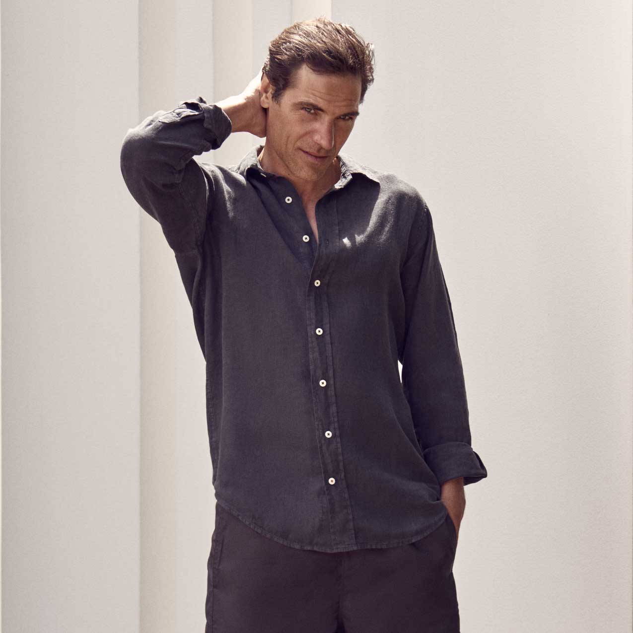 love brand black linen shirt