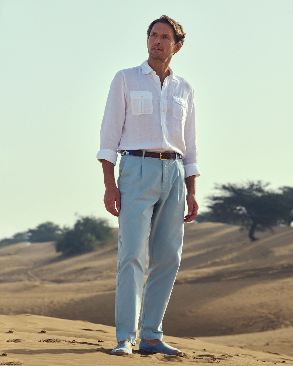 blue cotton chino pants