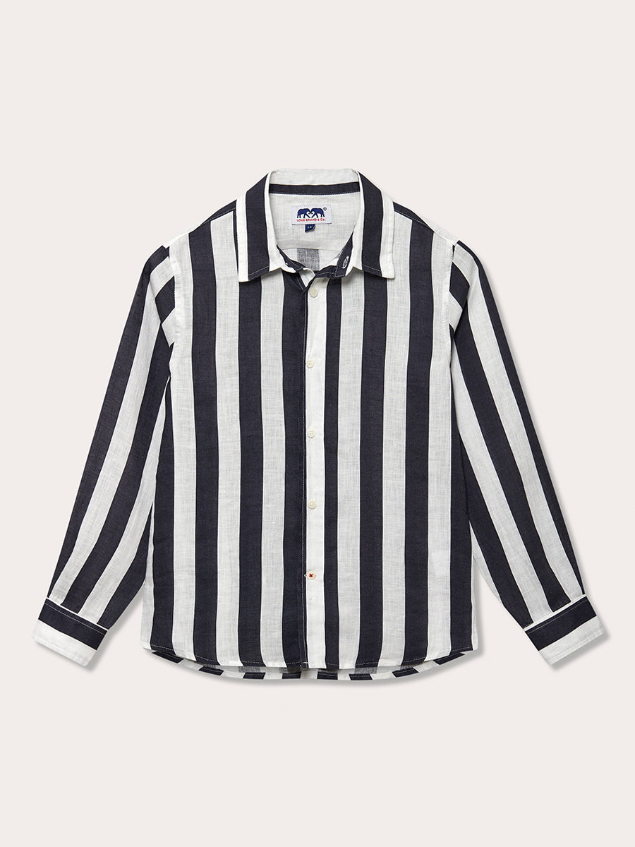 Kids Navy Candy Stripe Abaco Linen Shirt