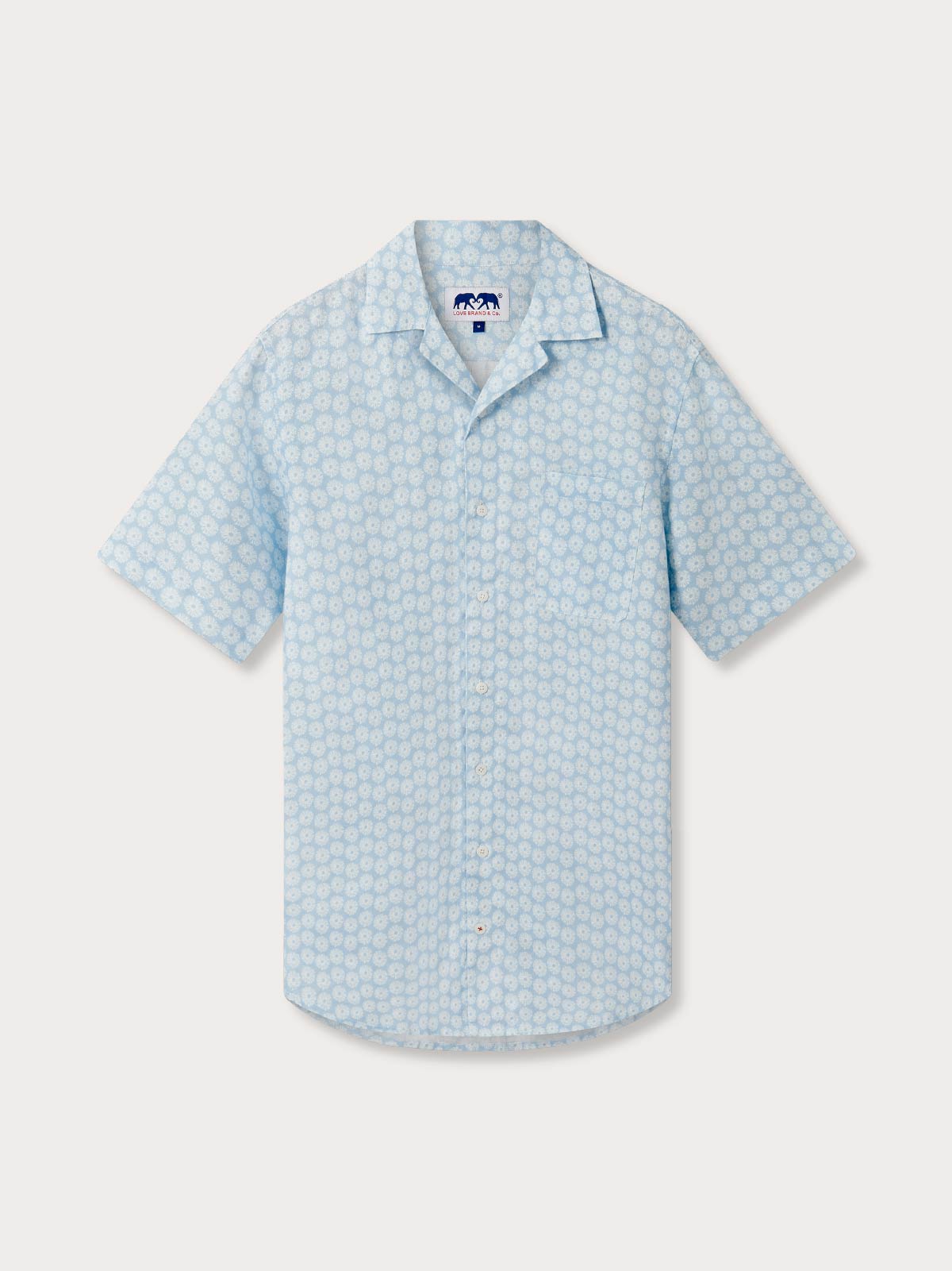 Light blue patterned shirt on a white background