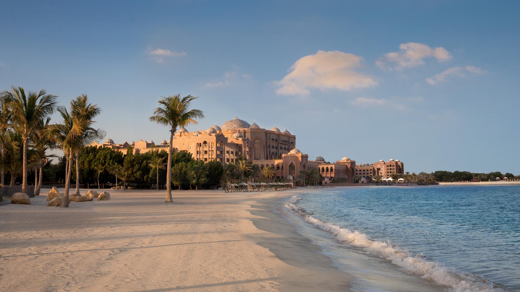 Emirates Palace Mandarin Oriental hotel from the beach