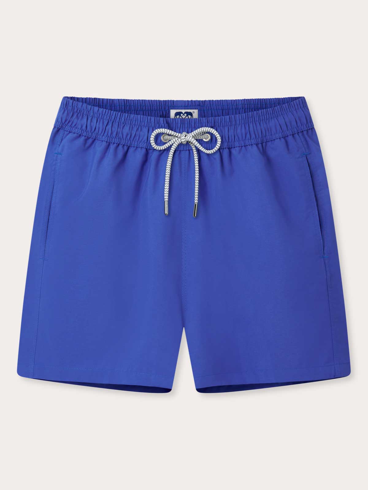 Men's Majorelle Blue Staniel Swim Shorts with drawstring waist and quick-drying fabric.