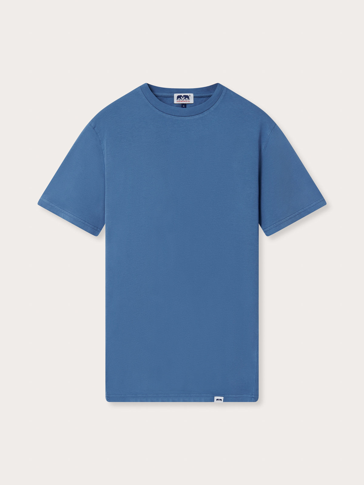 Blue t-shirt on a light gray background