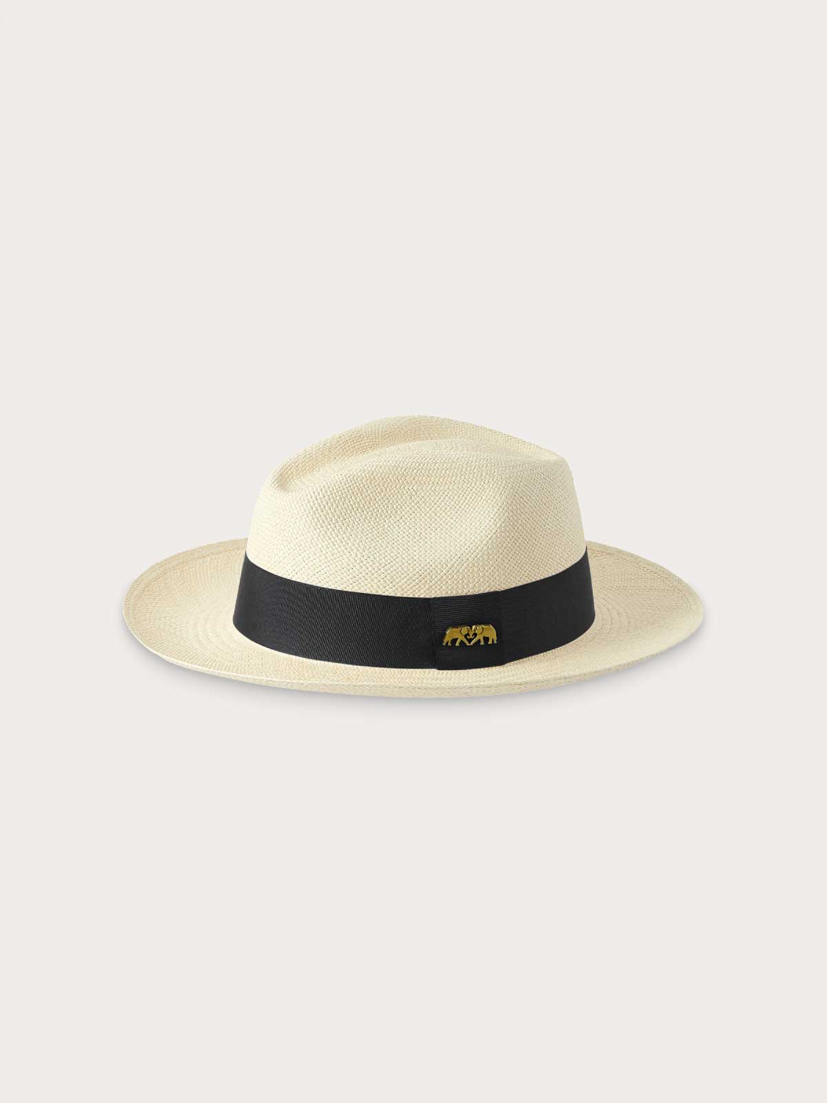 Side view of Kamalame Panama Hat with Black Band. Mens Panama hats handcrafted in Ecuador.
