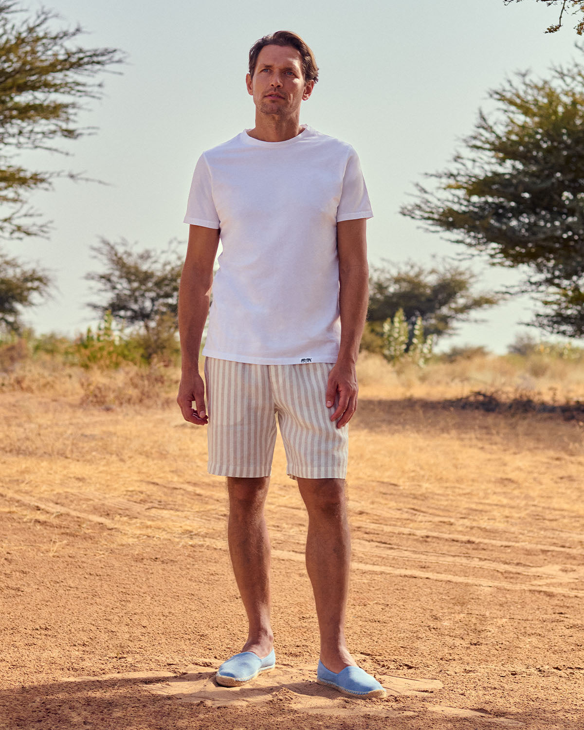 mens beige linen shorts