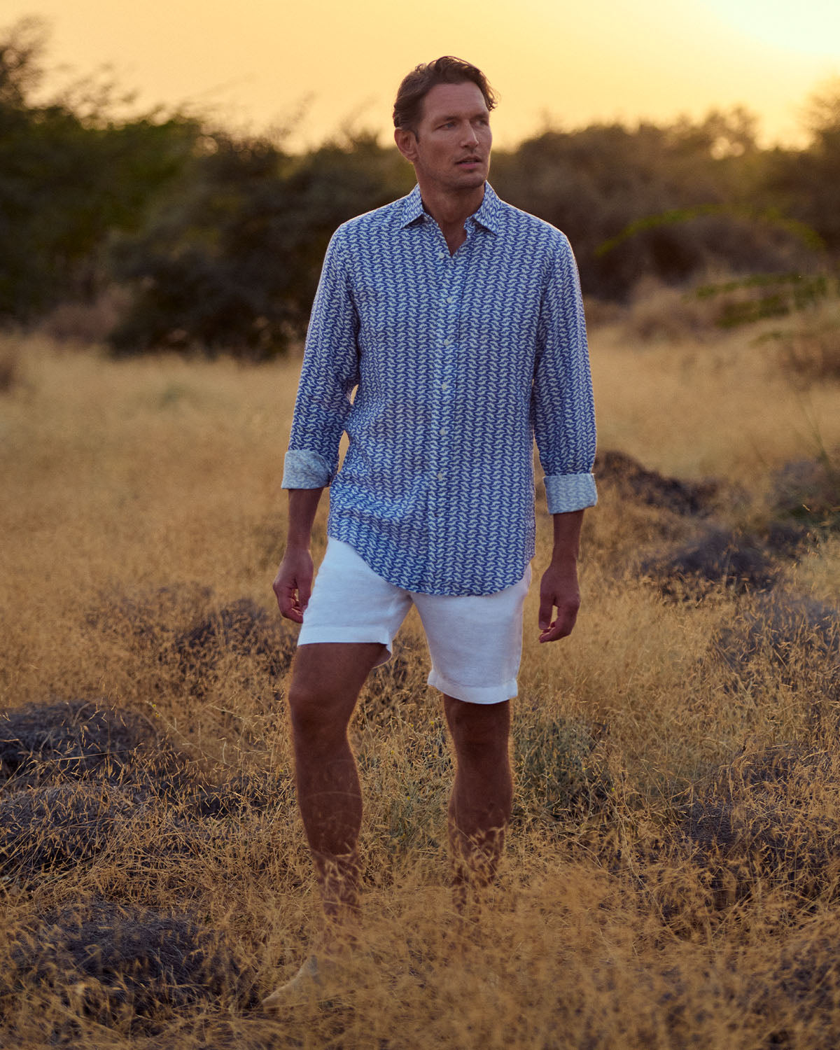 mens patterned linen shirt