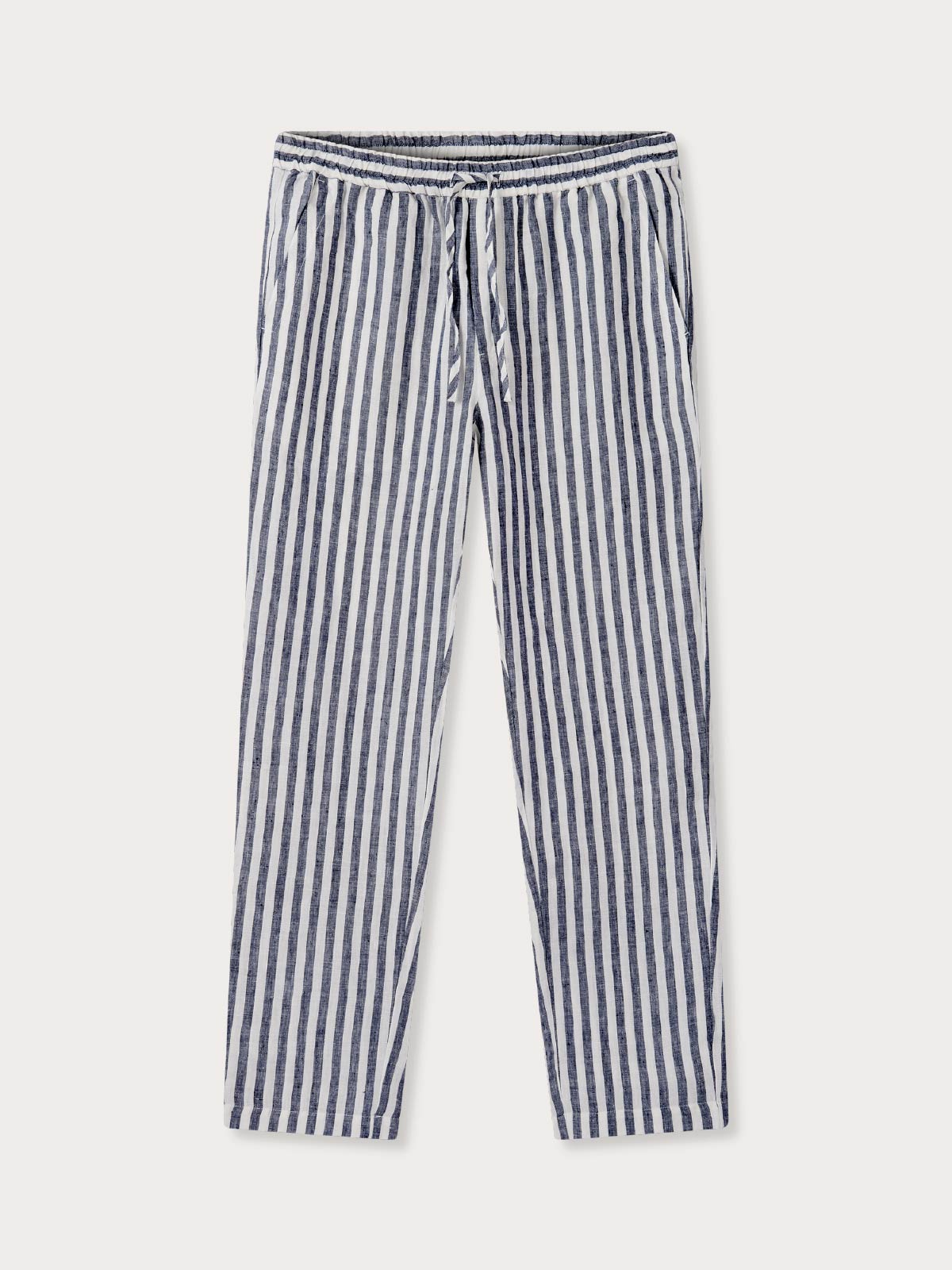Men's Navy Lines Eleuthera Linen Trousers - Main Image