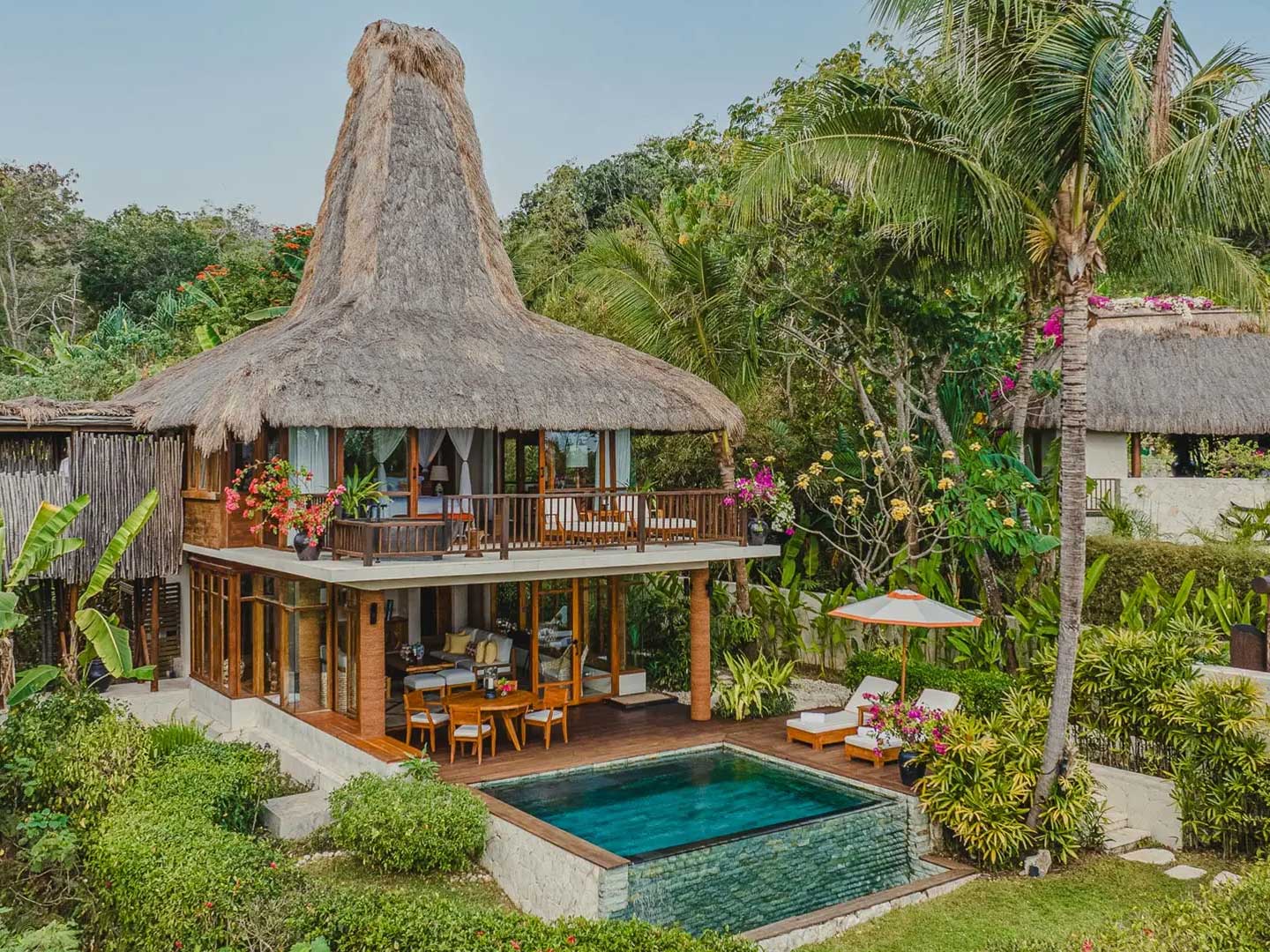 View of Nihi Sumba resort villas showing exterior and infinity pool
