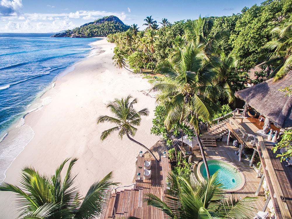 Aerial view of North Island beach villa