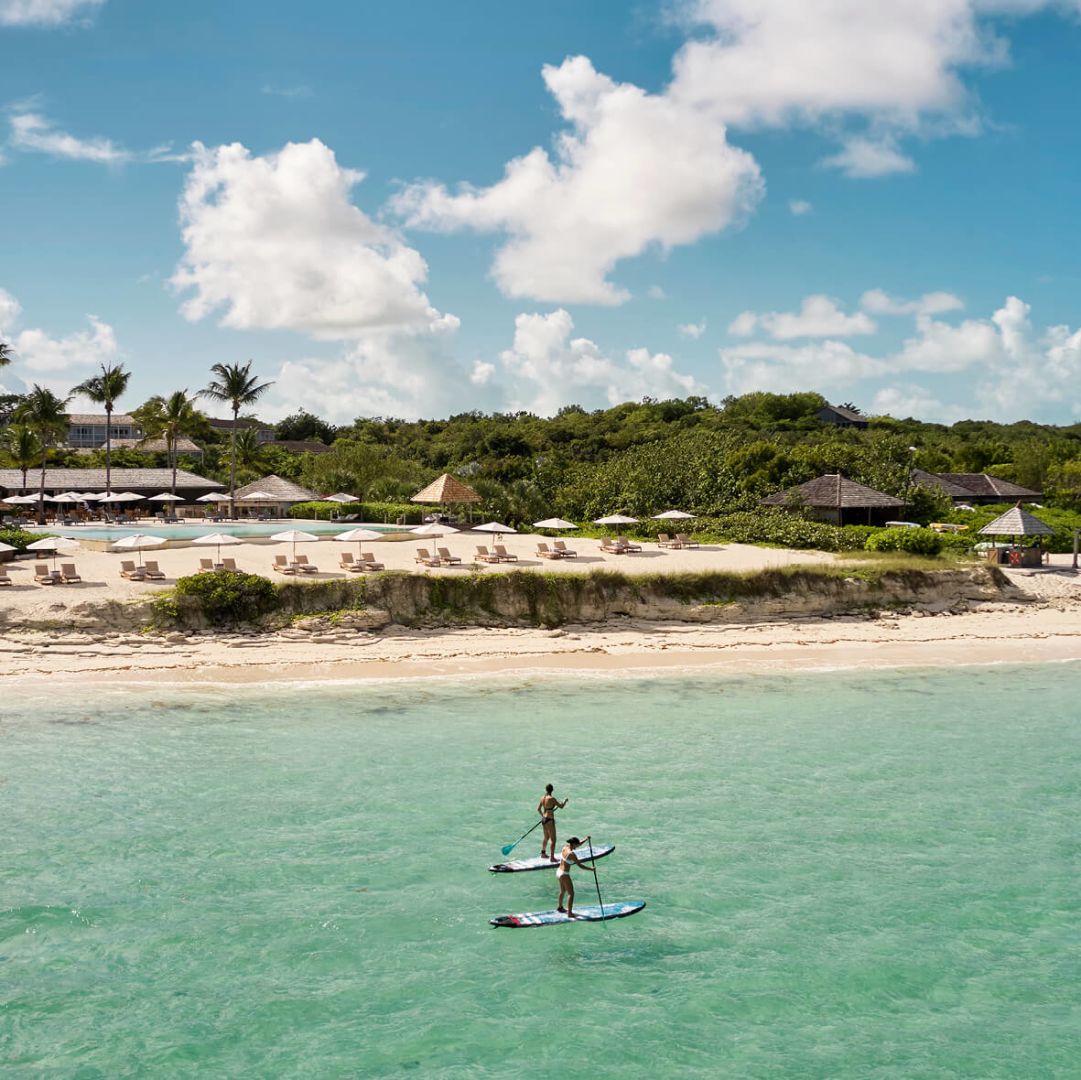 Paddleboarding at Parrot Cay