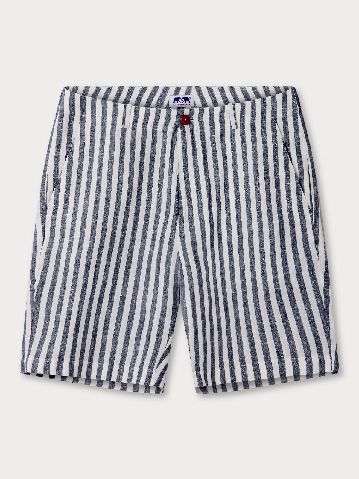 Men's Navy Lines Burrow Linen Shorts