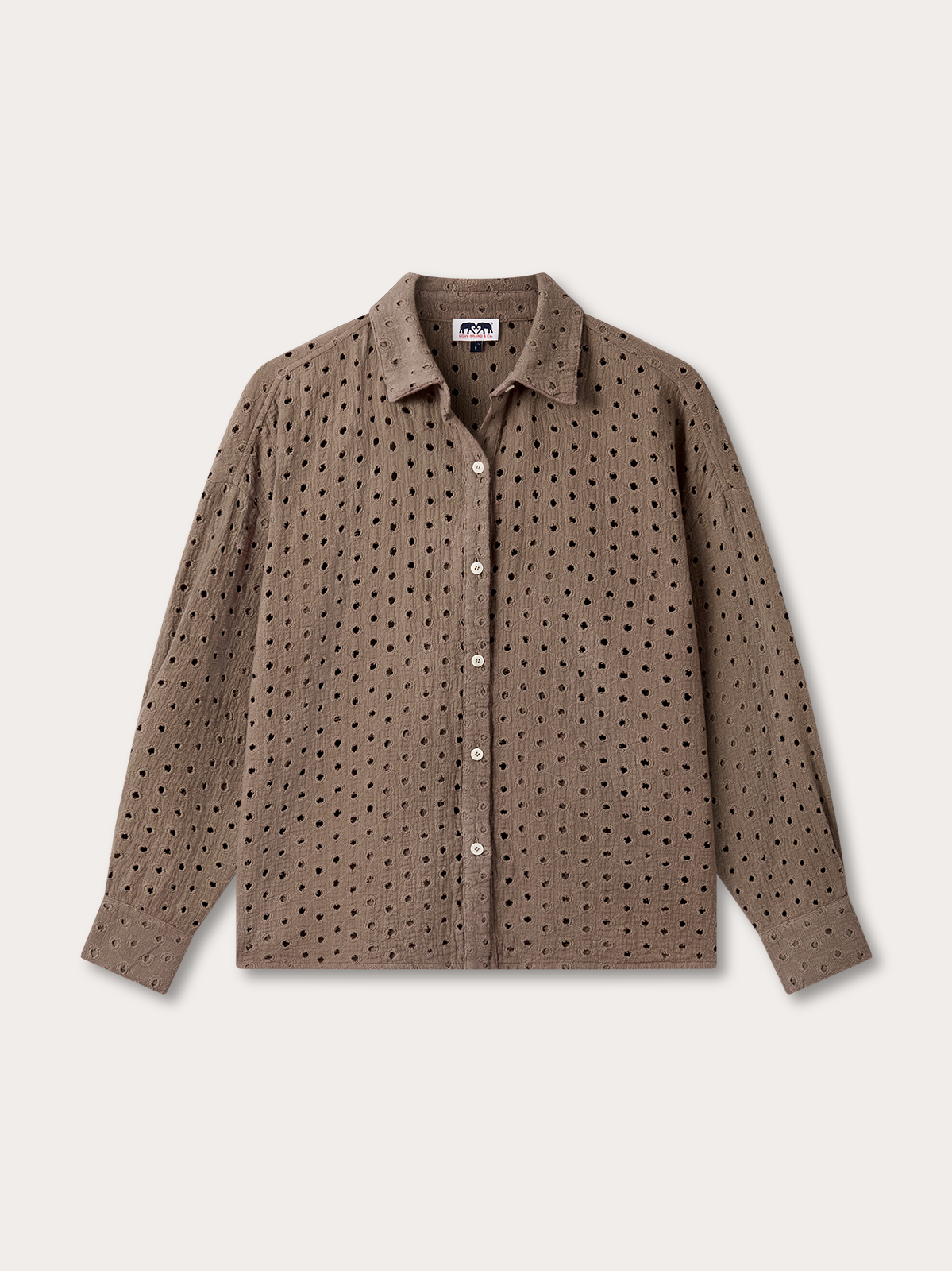 Womens brown eyelet shirt