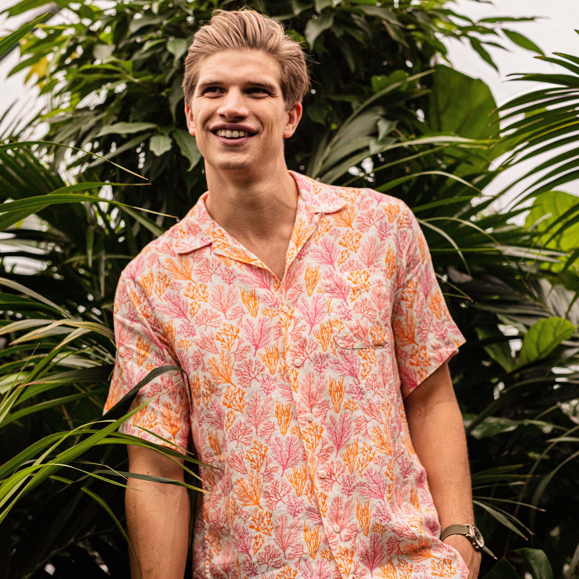 arawak-mens-linen-shirt-crazy-coral-orange
