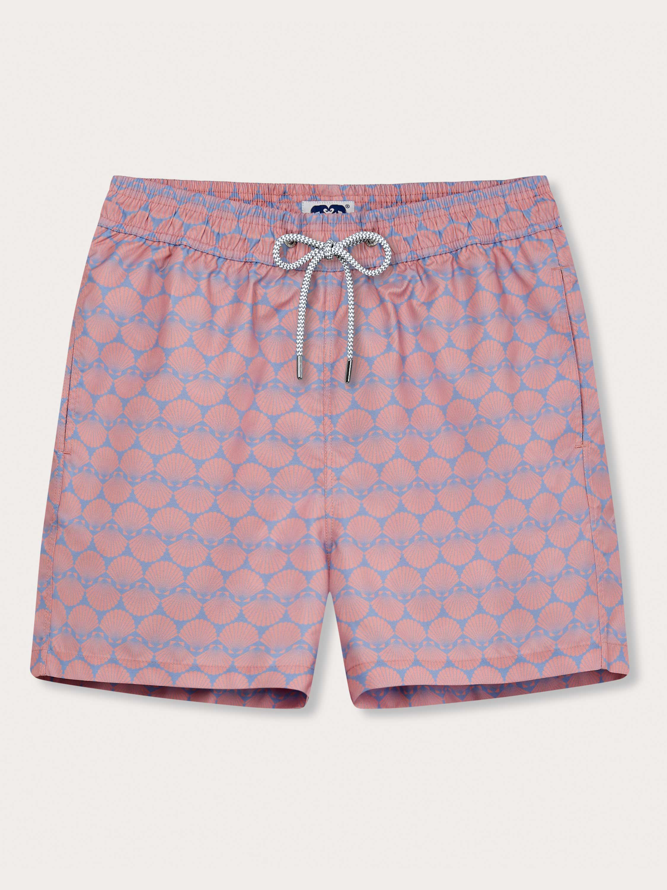 blue and pink swim shorts