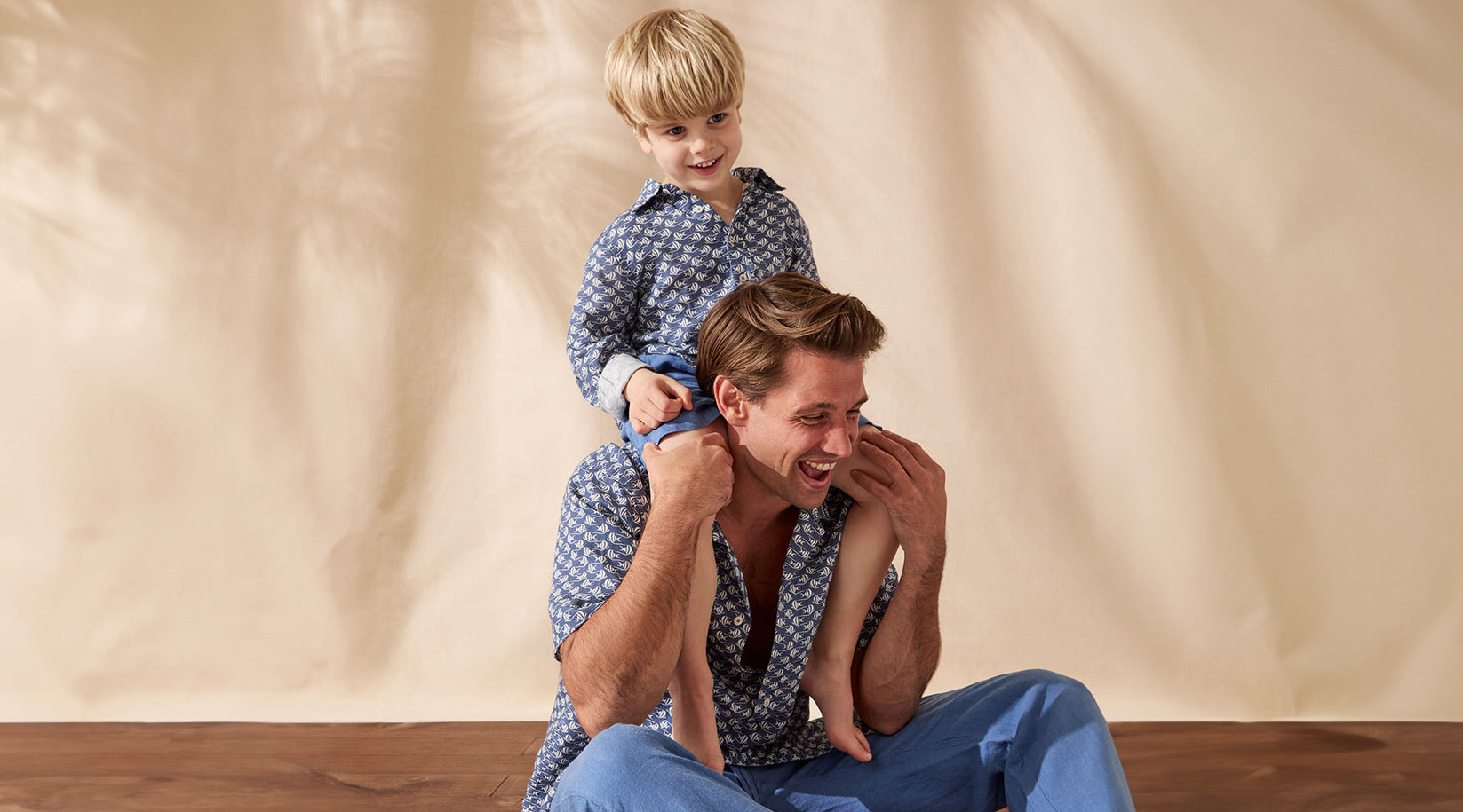 Father's Day 2024 father and son wear Love Brand linen shirts 