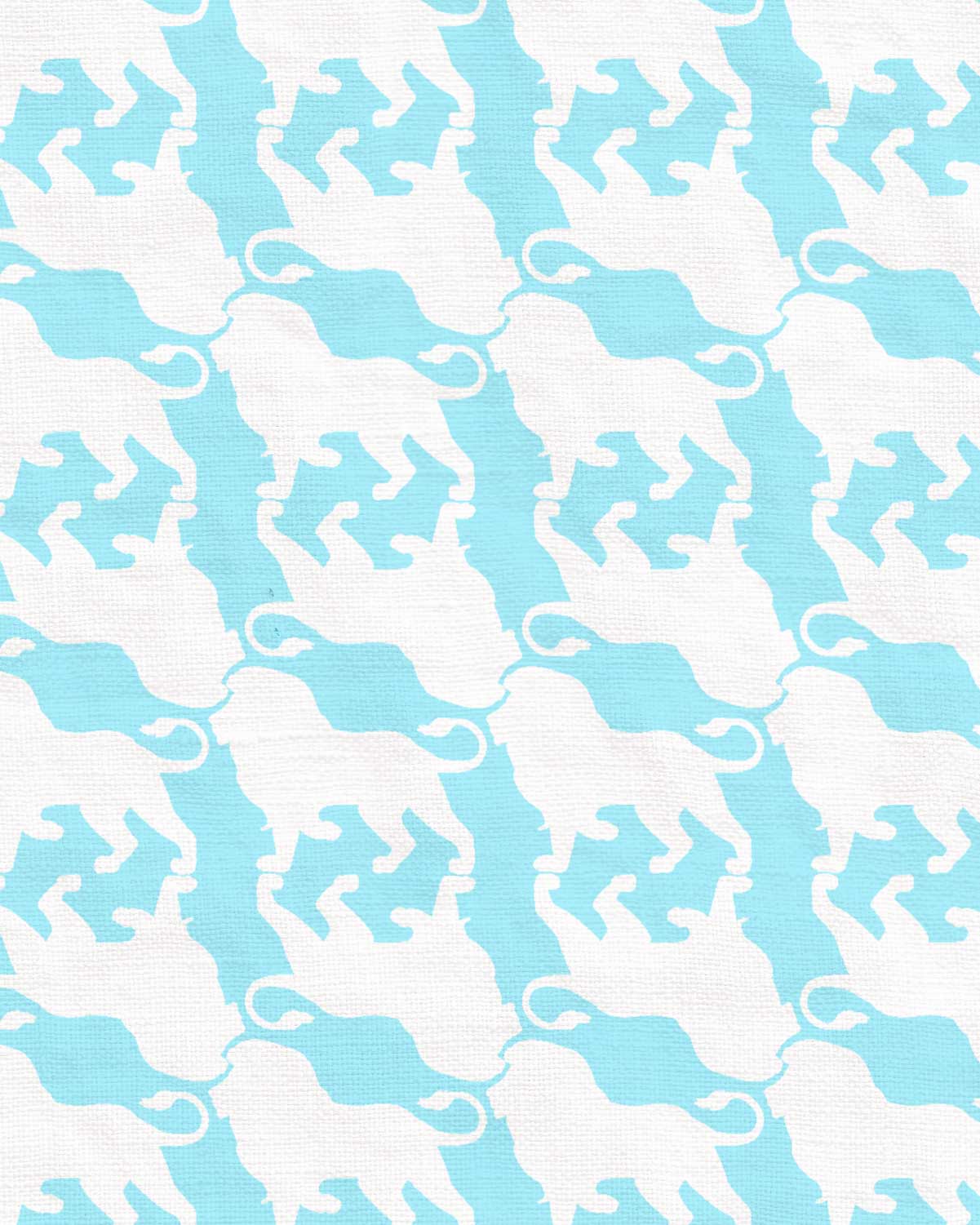 Pattern of white lions on a light blue background